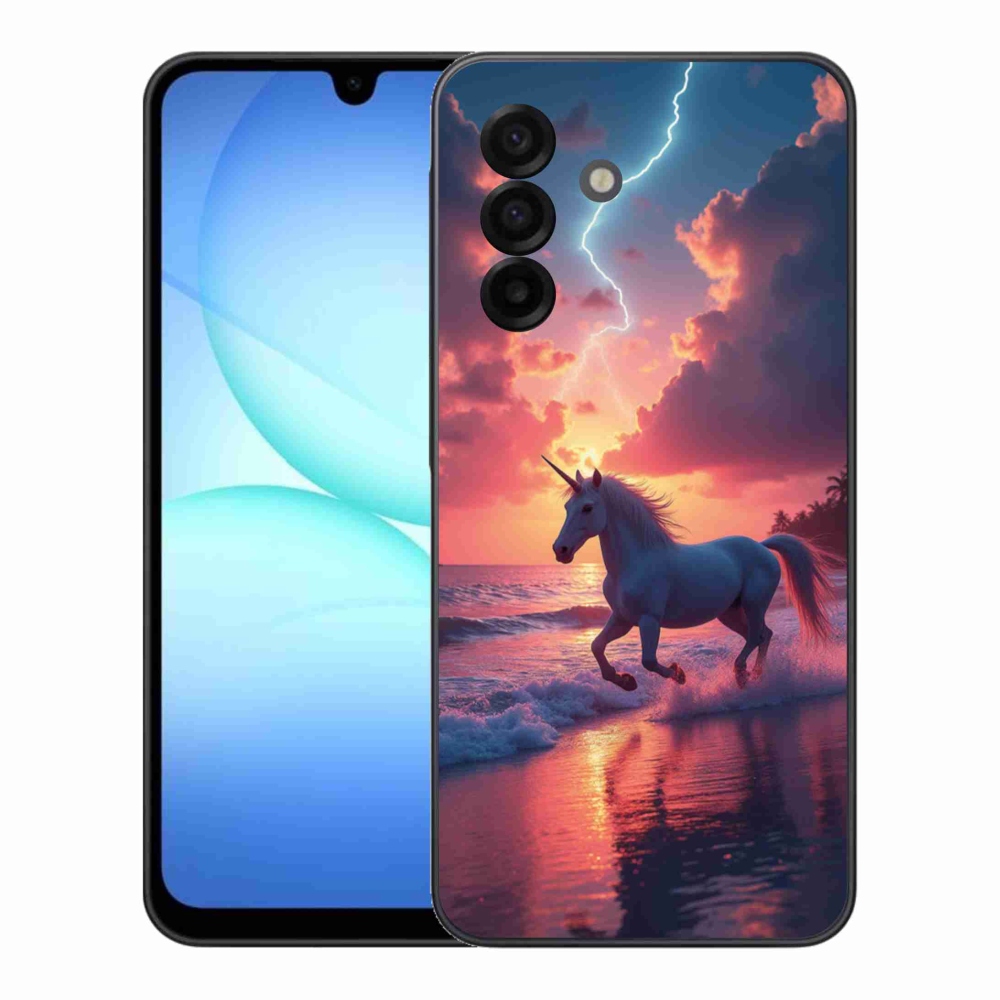 Gelový kryt mmCase na Samsung Galaxy A17 4G/5G - jednorožec na pláži