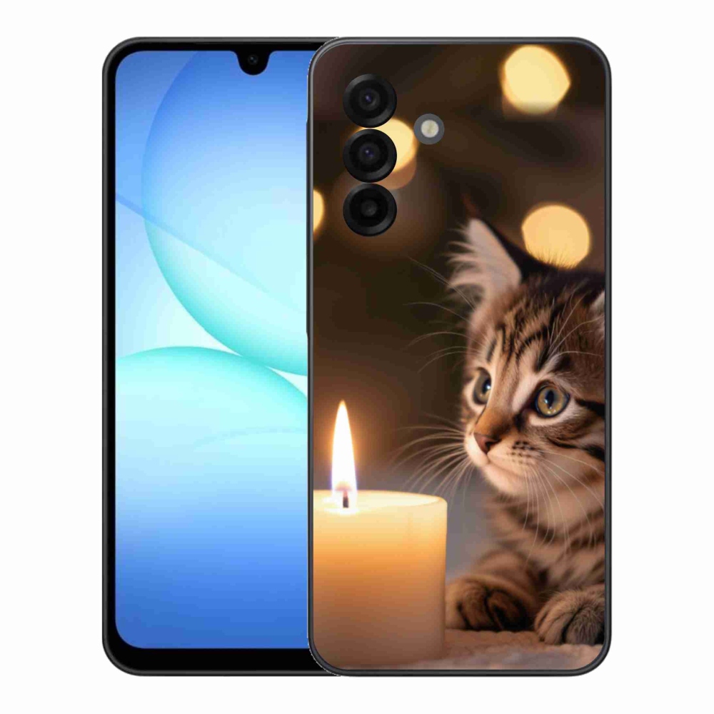 Gelový kryt mmCase na Samsung Galaxy A17 4G/5G - kotě a svíčka