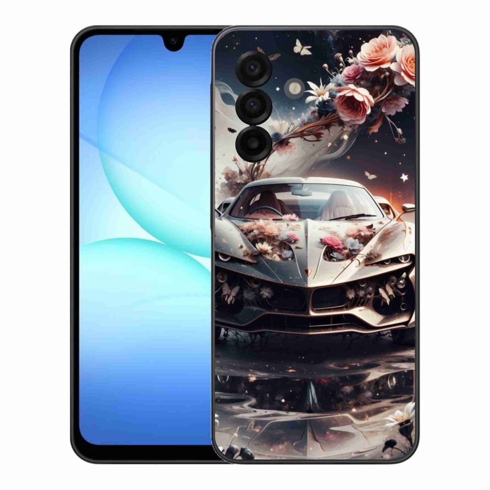 Gelový kryt mmCase na Samsung Galaxy A17 4G/5G - květinový sportovní vůz