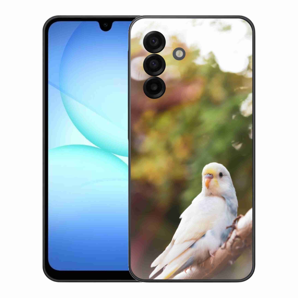 Gelový kryt mmCase na Samsung Galaxy A17 4G/5G - papoušek andulka bílá