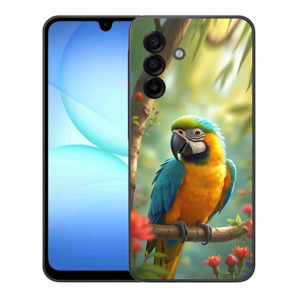 Gelový kryt mmCase na Samsung Galaxy A17 4G/5G - papoušek ara modrožlutá