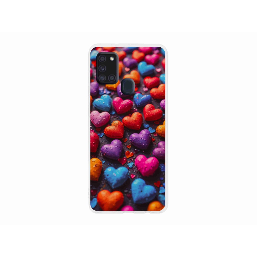 Gelový kryt mmCase na Samsung Galaxy A21s - barevná srdce