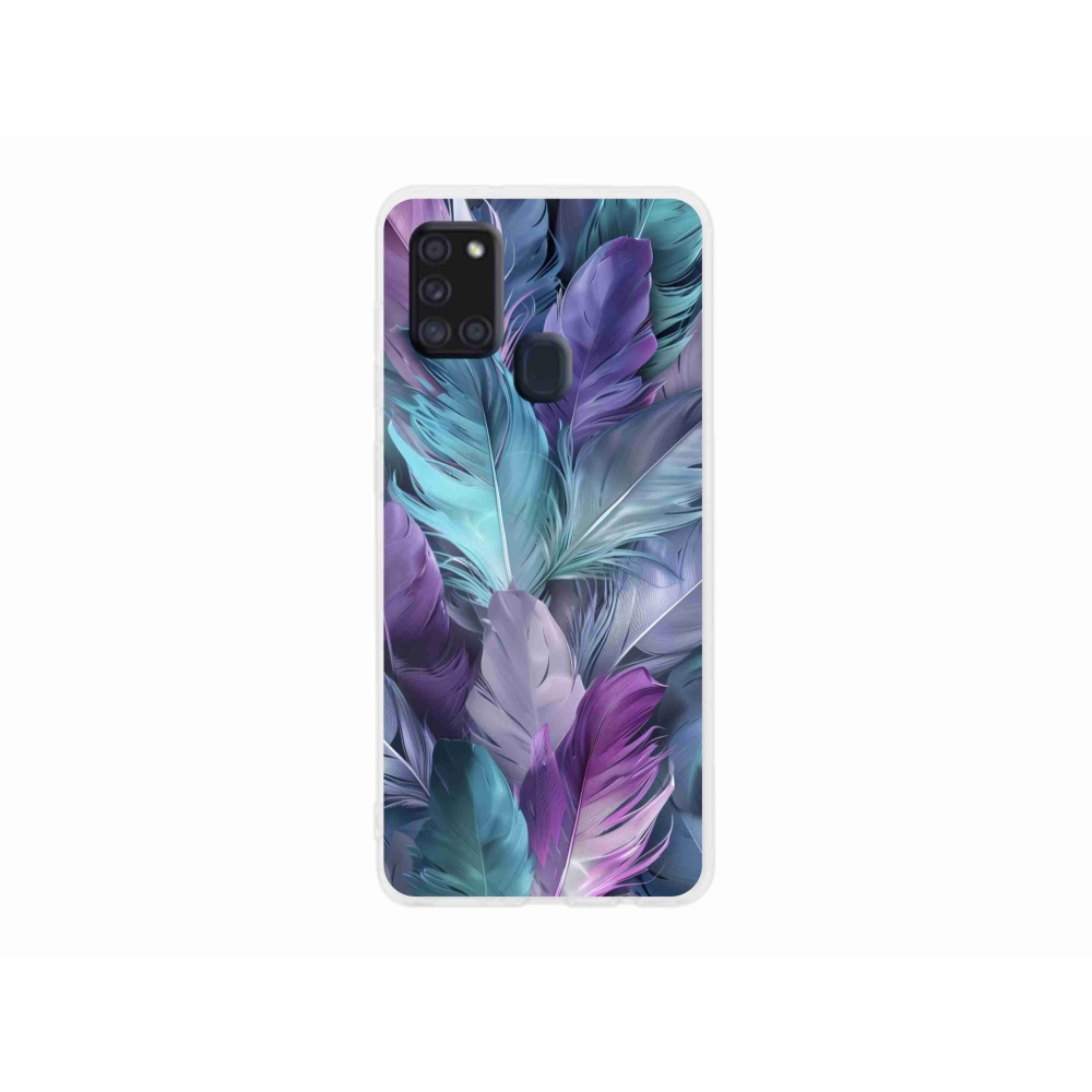 Gelový kryt mmCase na Samsung Galaxy A21s - barevné peří 2