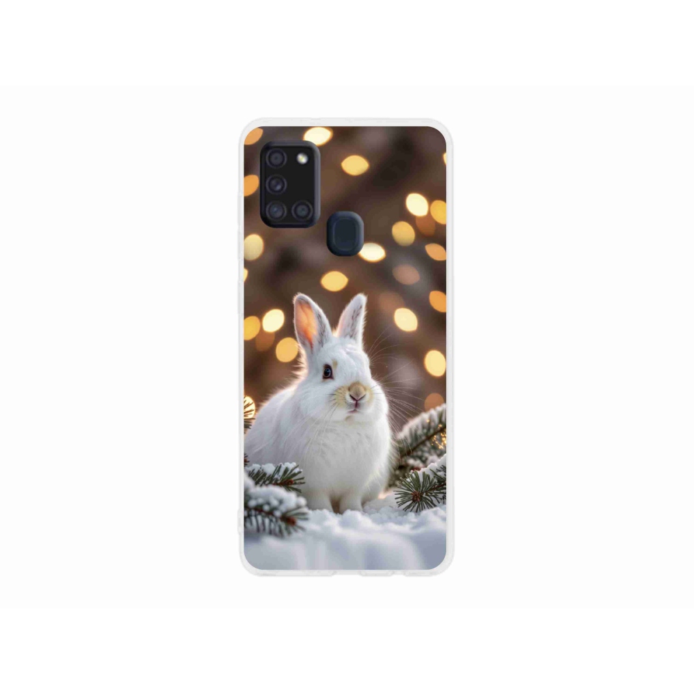 Gelový kryt mmCase na Samsung Galaxy A21s - bílý zajíc