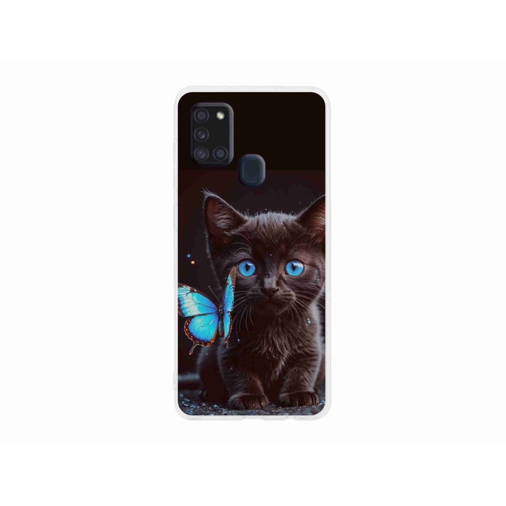 Gelový kryt mmCase na Samsung Galaxy A21s - černé kotě 3