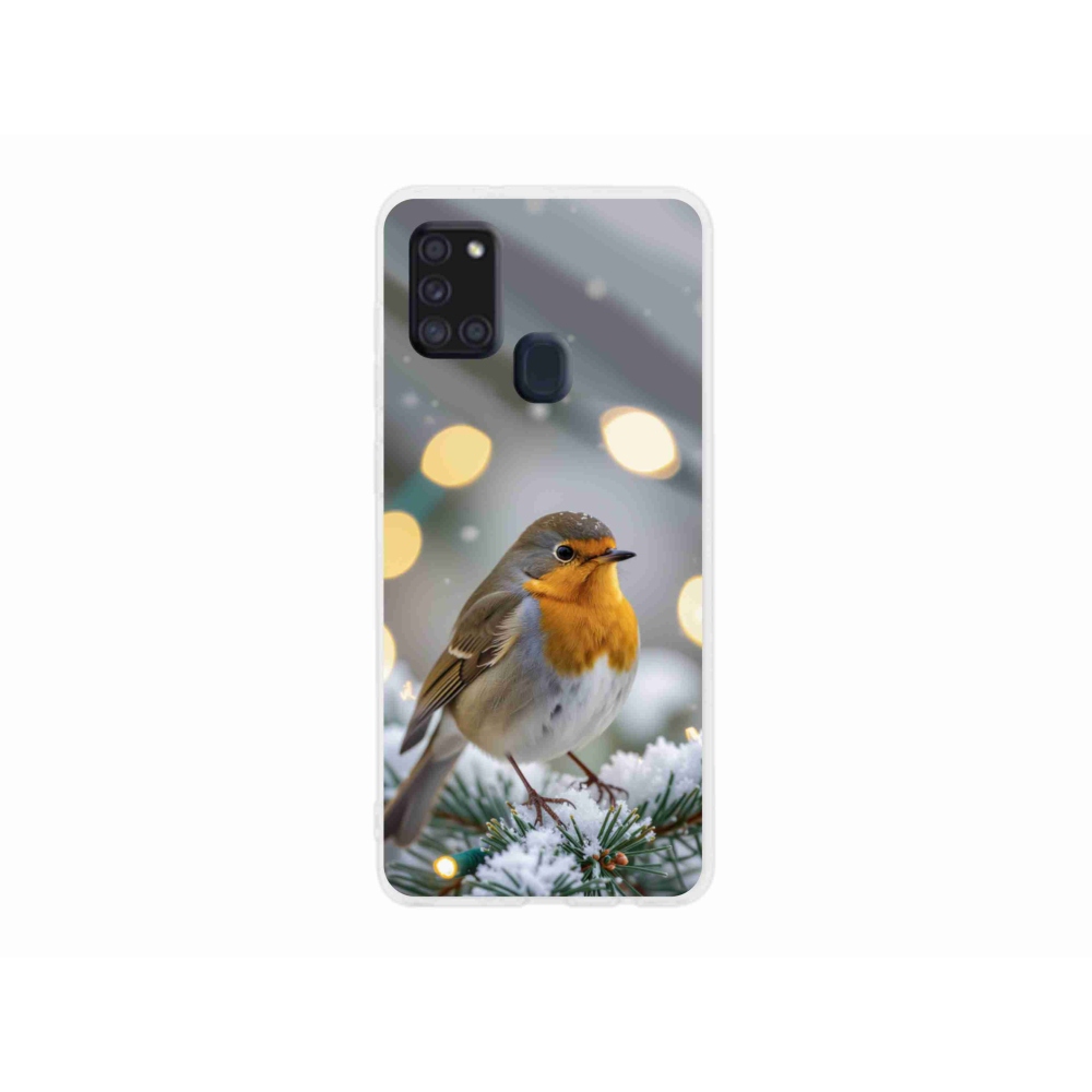 Gelový kryt mmCase na Samsung Galaxy A21s - červenka v zimě