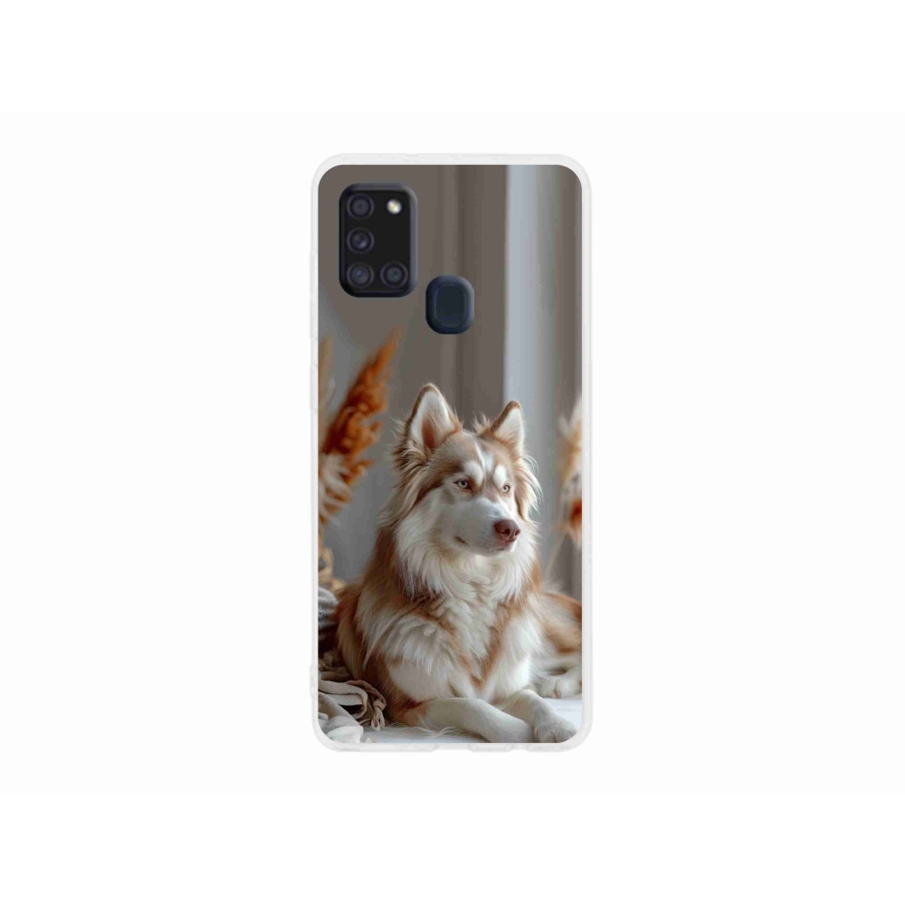 Gelový kryt mmCase na Samsung Galaxy A21s - klidný sibiřský husky