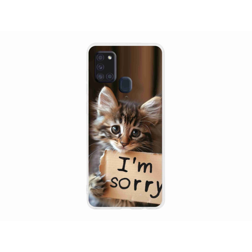 Gelový kryt mmCase na Samsung Galaxy A21s - kočíčí omluva