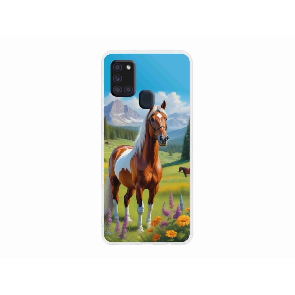 Gelový kryt mmCase na Samsung Galaxy A21s - kůň na louce