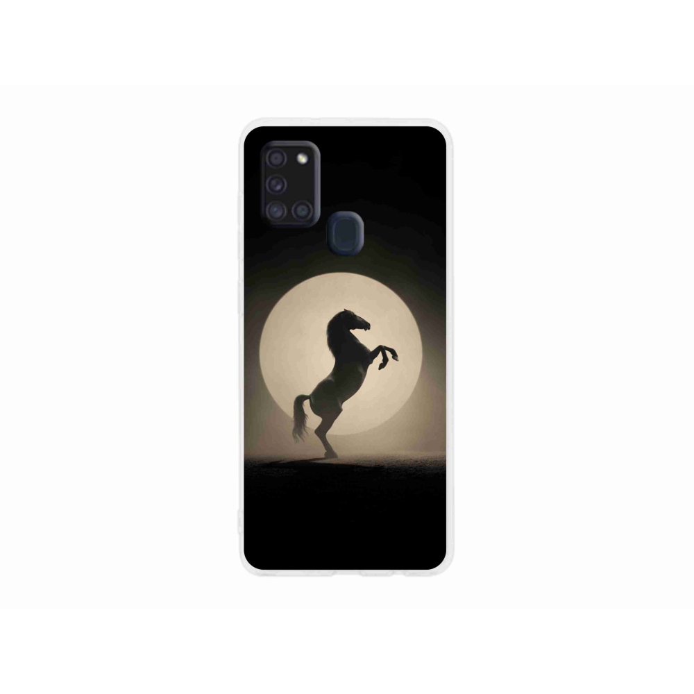 Gelový kryt mmCase na Samsung Galaxy A21s - kůň v siluetě