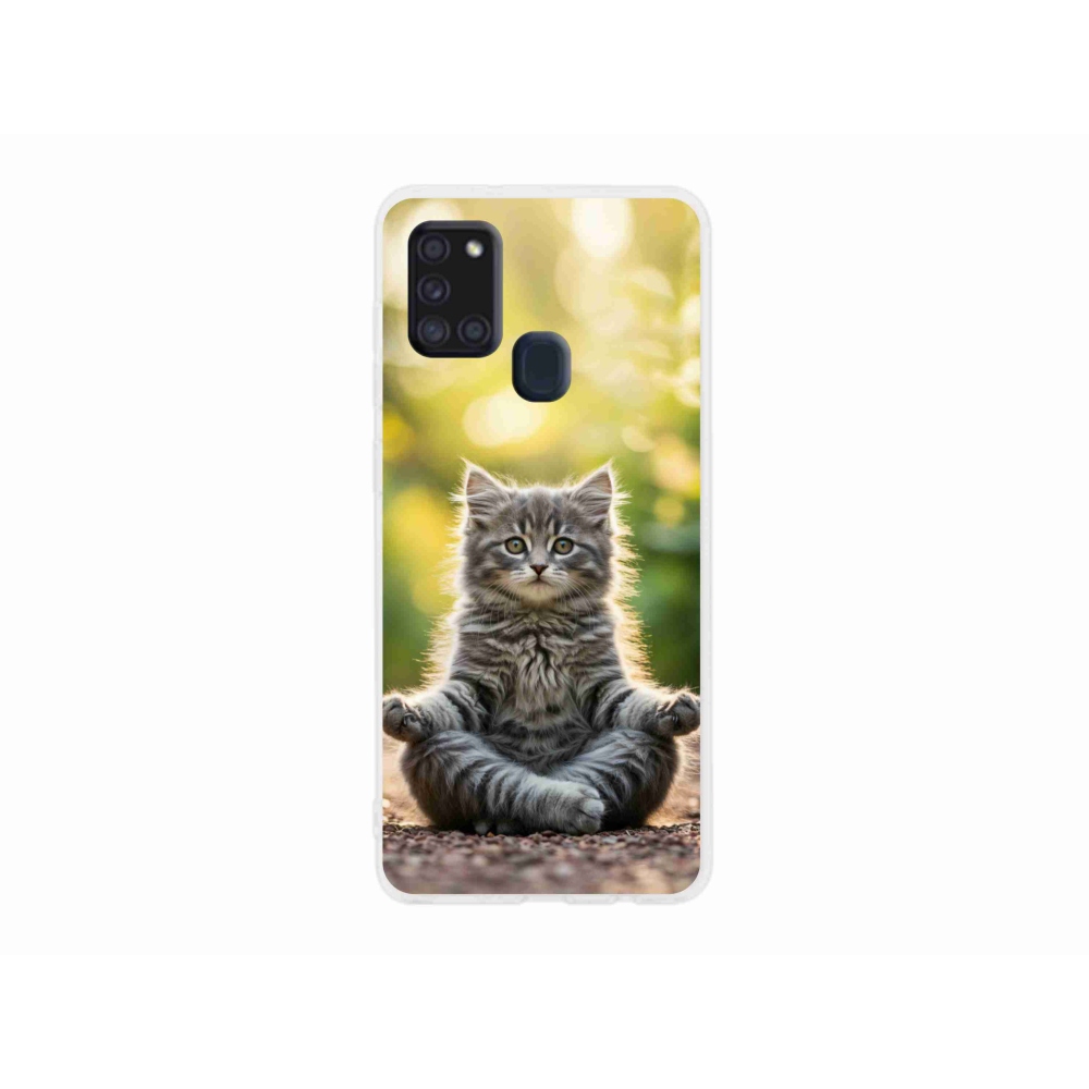 Gelový kryt mmCase na Samsung Galaxy A21s - meditující kotě