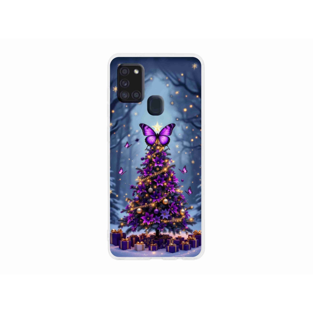 Gelový kryt mmCase na Samsung Galaxy A21s - motýlí vánoční stromek