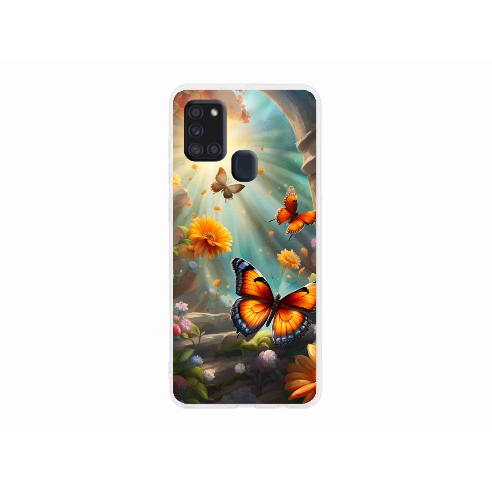 Gelový kryt mmCase na Samsung Galaxy A21s - motýlí zahrada 2
