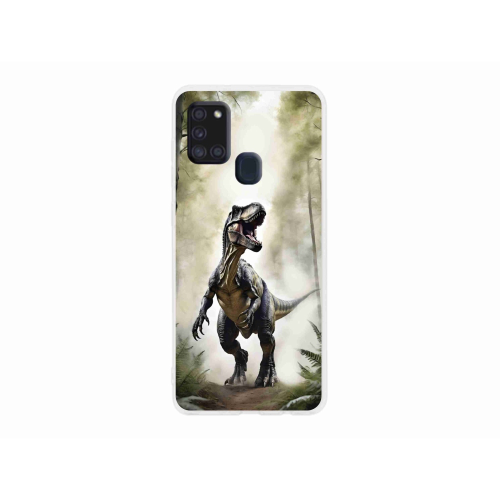Gelový kryt mmCase na Samsung Galaxy A21s - naštvaný T-Rex