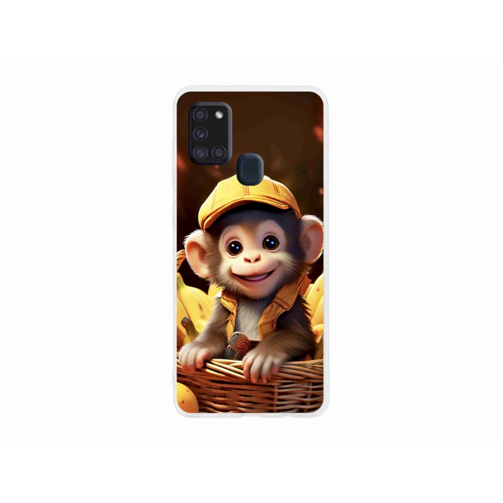 Gelový kryt mmCase na Samsung Galaxy A21s - opice v košíku