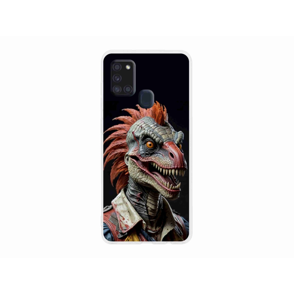 Gelový kryt mmCase na Samsung Galaxy A21s - punk dinosaurus