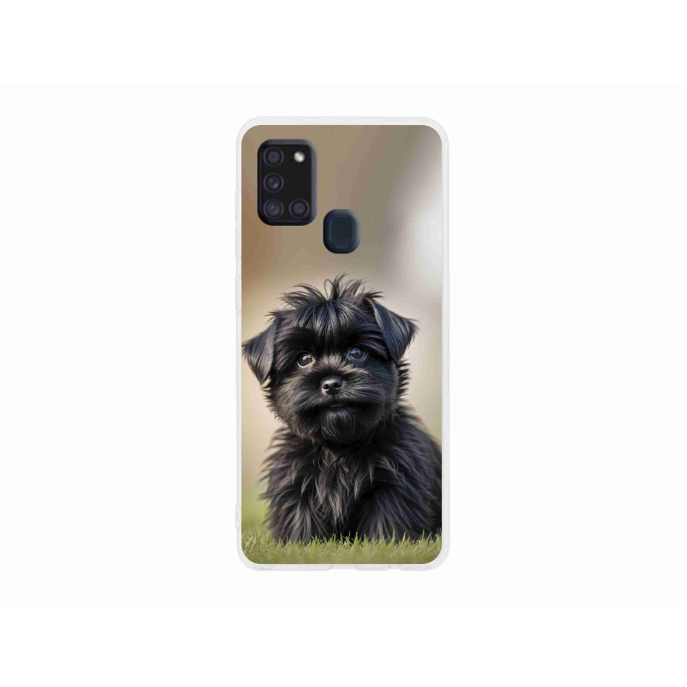 Gelový kryt mmCase na Samsung Galaxy A21s - roztomilý černý pejsek