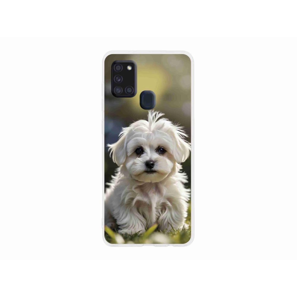 Gelový kryt mmCase na Samsung Galaxy A21s - roztomilý maltézský psík