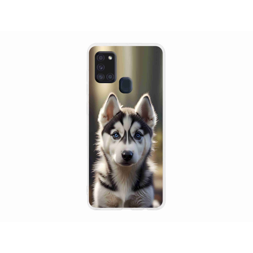 Gelový kryt mmCase na Samsung Galaxy A21s - roztomilý sibiřský husky