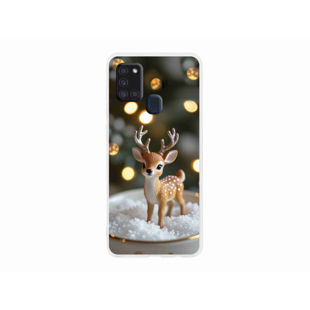 Gelový kryt mmCase na Samsung Galaxy A21s - roztomilý vánoční jelen