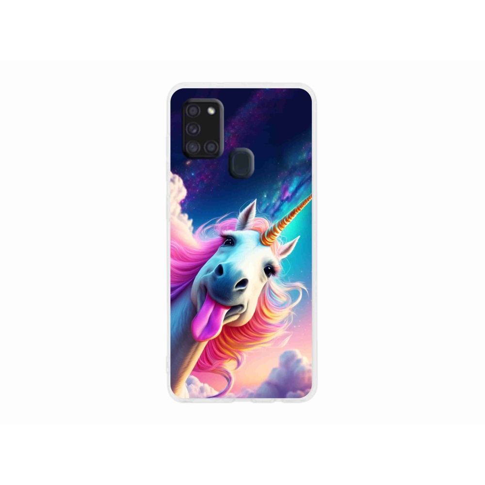 Gelový kryt mmCase na Samsung Galaxy A21s - šílený jednorožec