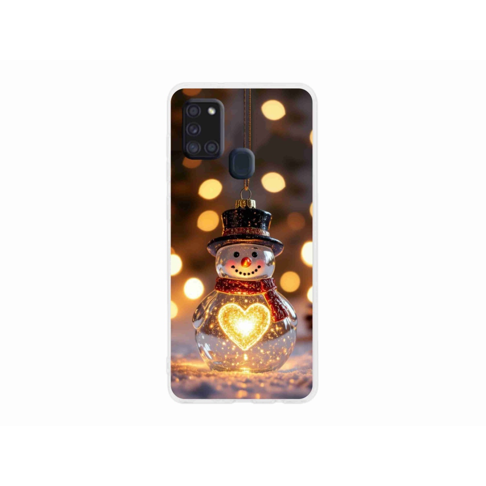 Gelový kryt mmCase na Samsung Galaxy A21s - svítící vánoční sněhulák