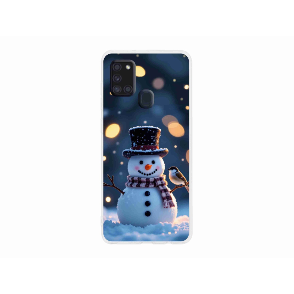 Gelový kryt mmCase na Samsung Galaxy A21s - vánoční sněhulák