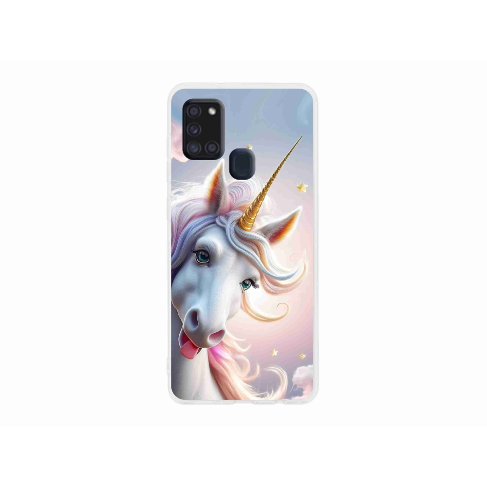 Gelový kryt mmCase na Samsung Galaxy A21s - veselý jednorožec