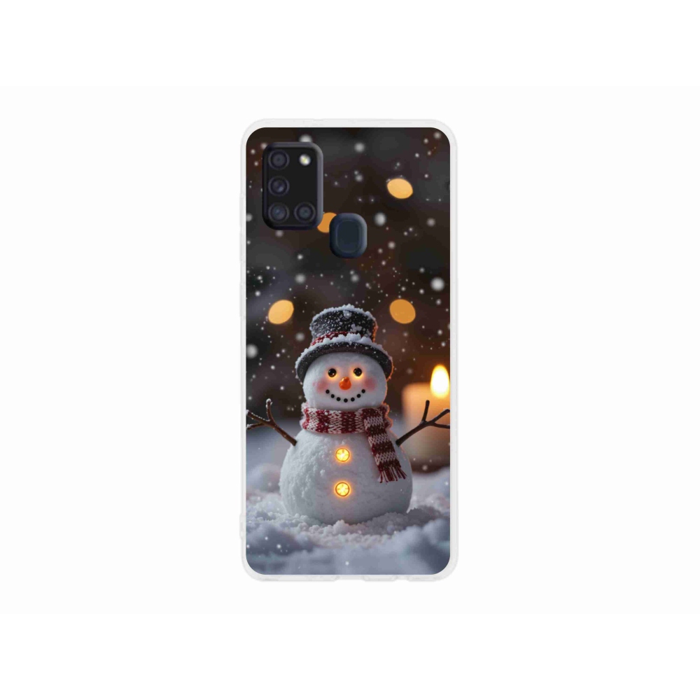 Gelový kryt mmCase na Samsung Galaxy A21s - veselý sněhulák