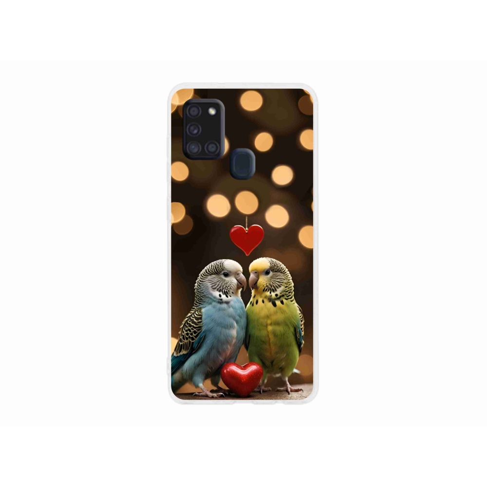 Gelový kryt mmCase na Samsung Galaxy A21s - zamilovaní papoušci