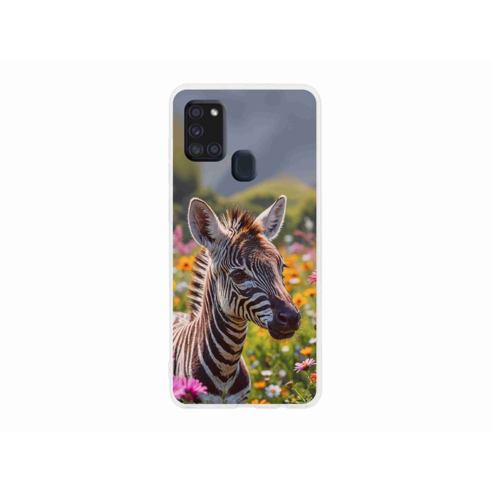 Gelový kryt mmCase na Samsung Galaxy A21s - zebra na louce