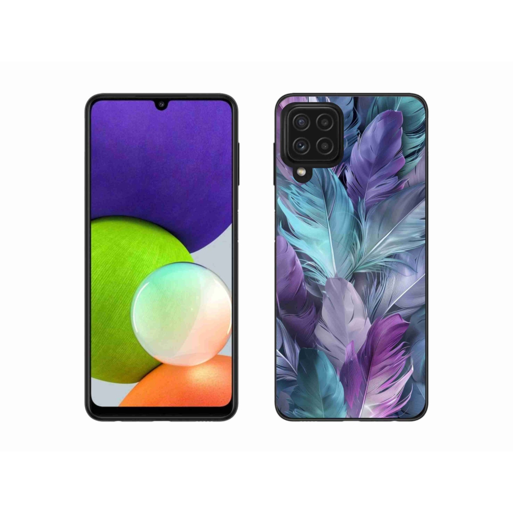 Gelový kryt mmCase na Samsung Galaxy A22 4G - barevné peří 2