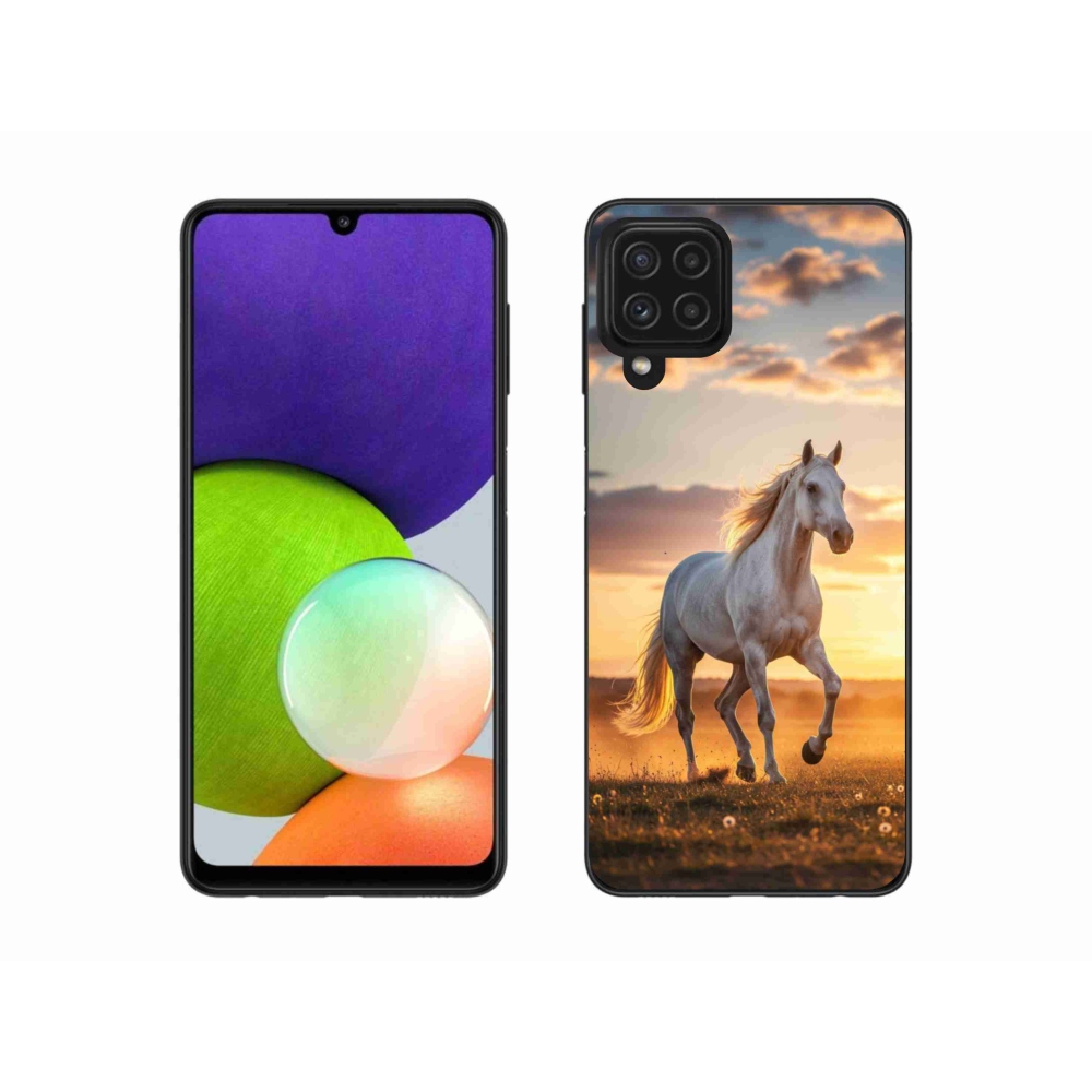Gelový kryt mmCase na Samsung Galaxy A22 4G - běžící bílý kůň 2