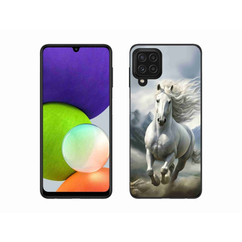 Gelový kryt mmCase na Samsung Galaxy A22 4G - běžící bílý kůň 3