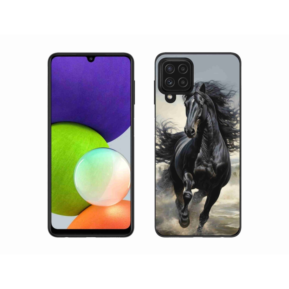 Gelový kryt mmCase na Samsung Galaxy A22 4G - běžící černý kůň