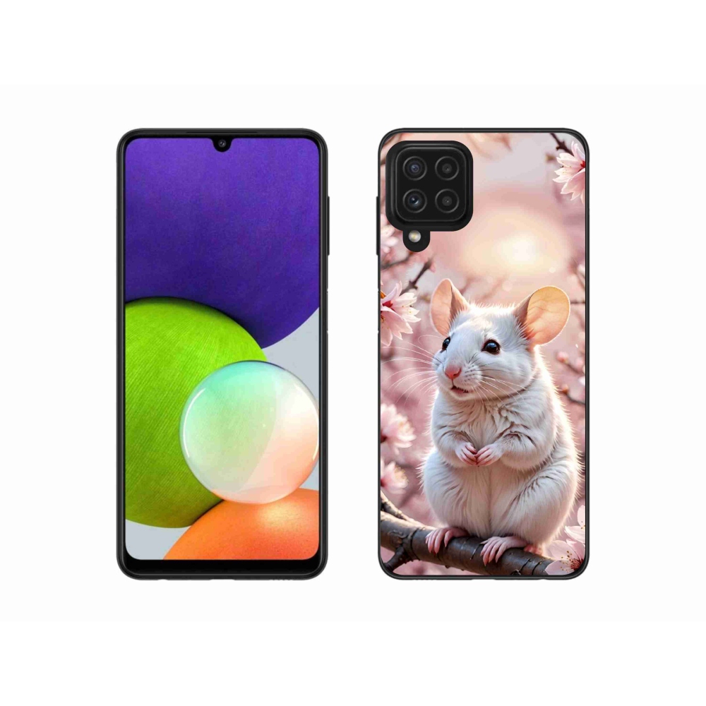 Gelový kryt mmCase na Samsung Galaxy A22 4G - bílá myš na větvi