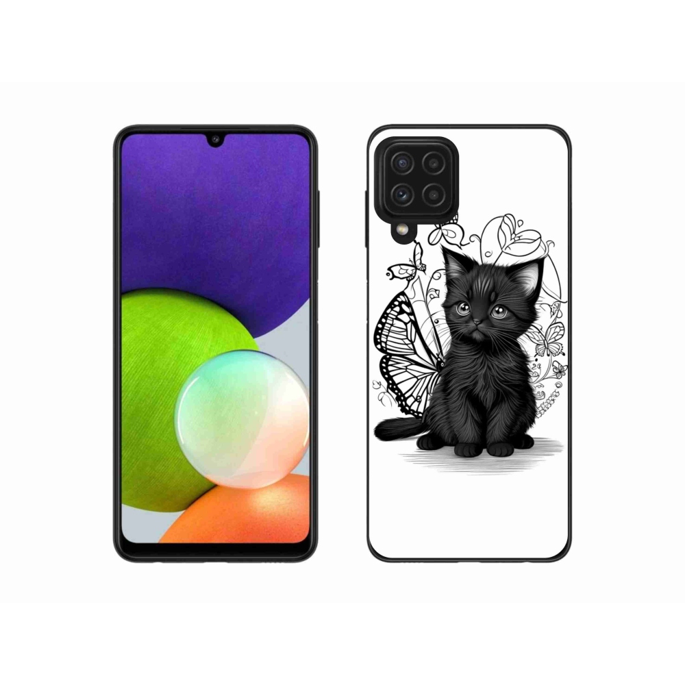 Gelový kryt mmCase na Samsung Galaxy A22 4G - černé kotě
