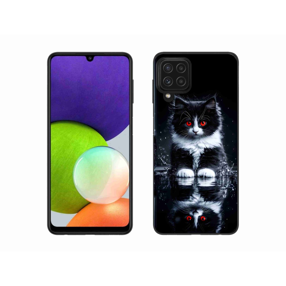 Gelový kryt mmCase na Samsung Galaxy A22 4G - černobílé kotě