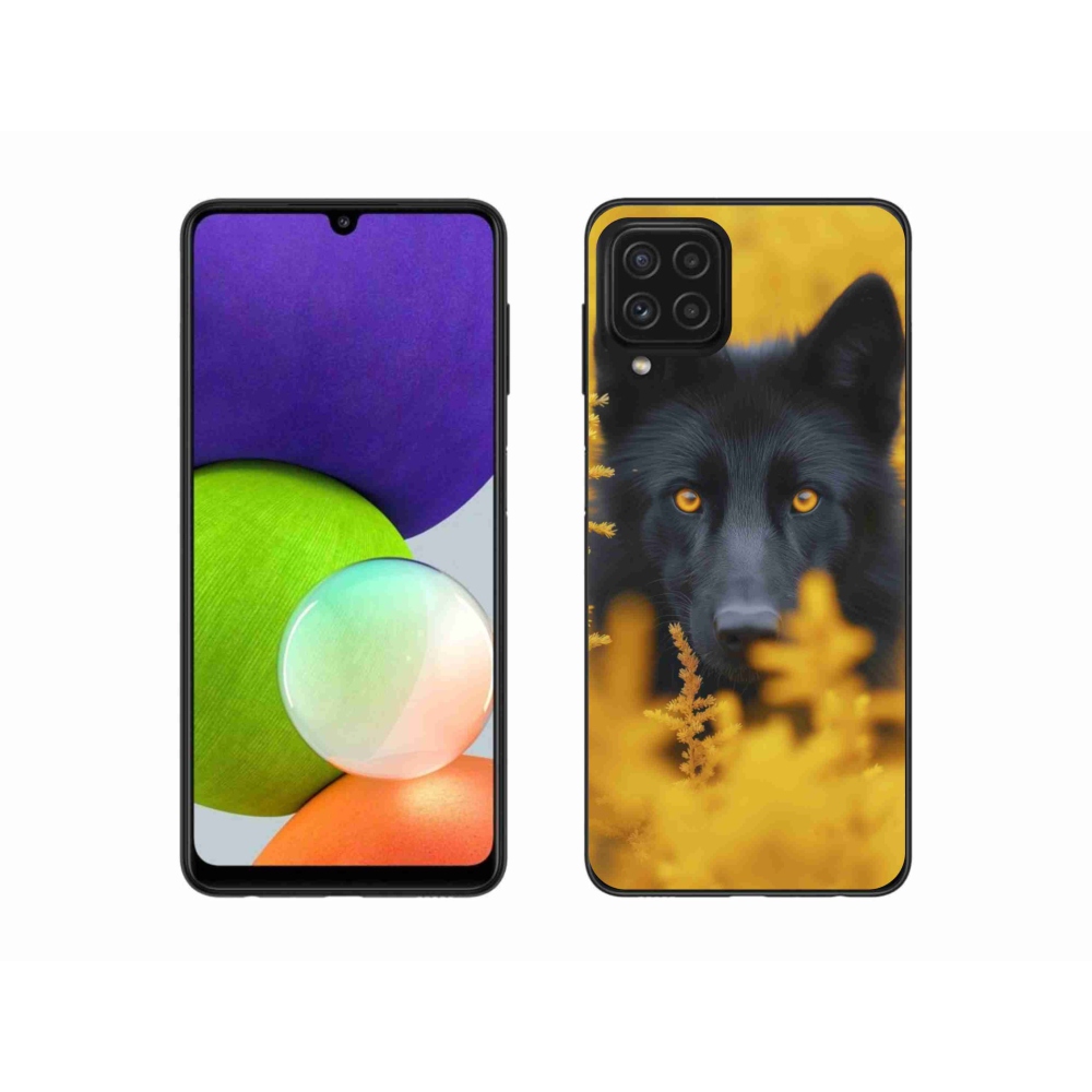 Gelový kryt mmCase na Samsung Galaxy A22 4G - černý vlk 2
