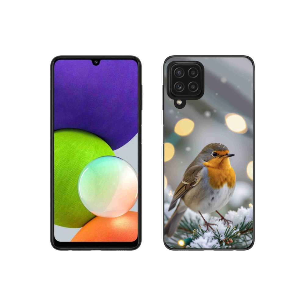 Gelový kryt mmCase na Samsung Galaxy A22 4G - červenka v zimě