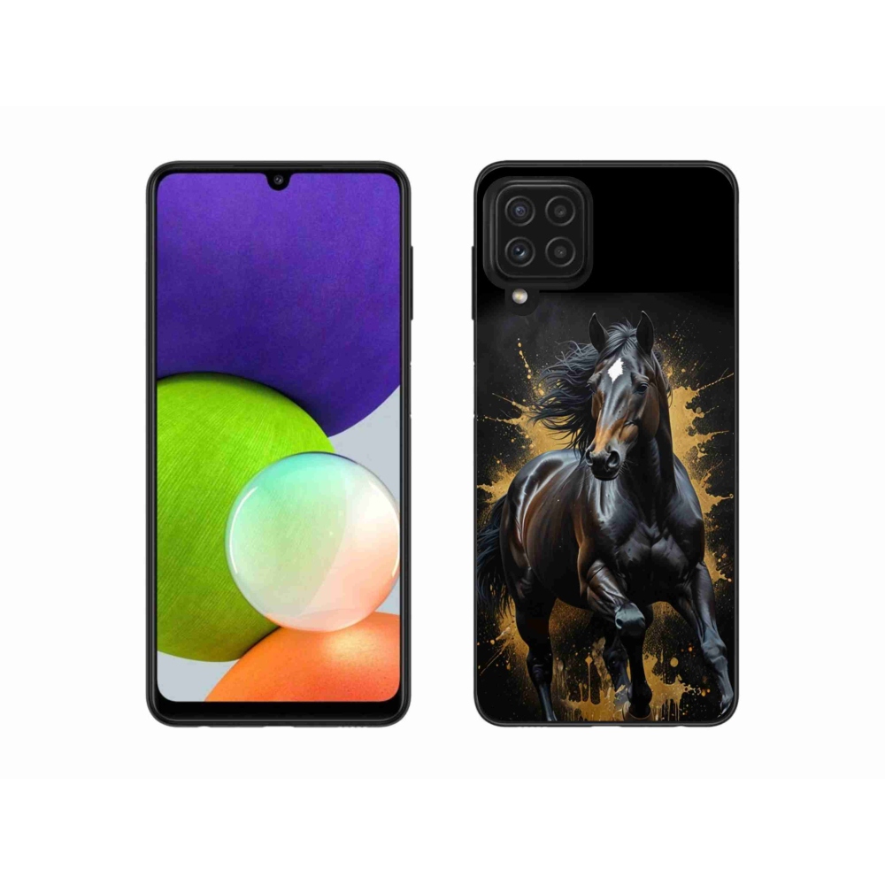 Gelový kryt mmCase na Samsung Galaxy A22 4G - elegantní černý hřebec