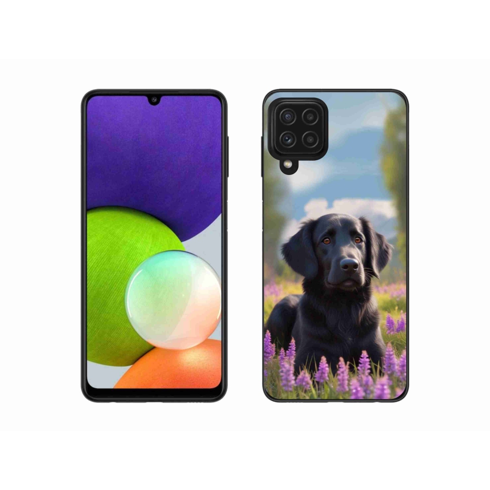 Gelový kryt mmCase na Samsung Galaxy A22 4G - elegantní černý retrívr