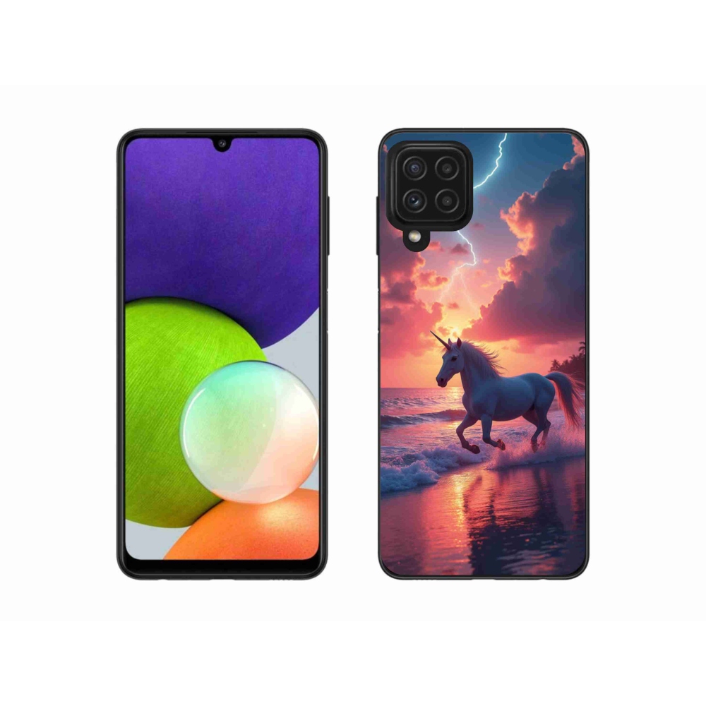 Gelový kryt mmCase na Samsung Galaxy A22 4G - jednorožec na pláži