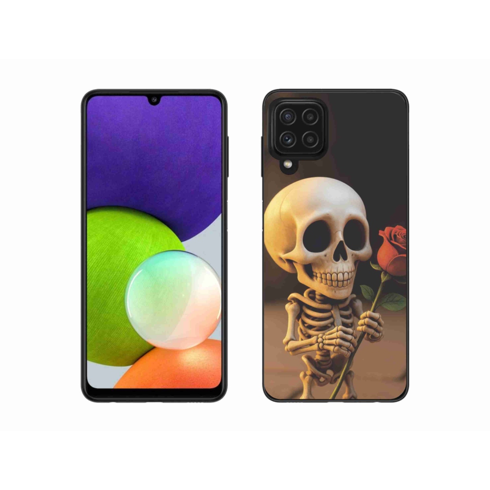 Gelový kryt mmCase na Samsung Galaxy A22 4G - kostlivec s růží
