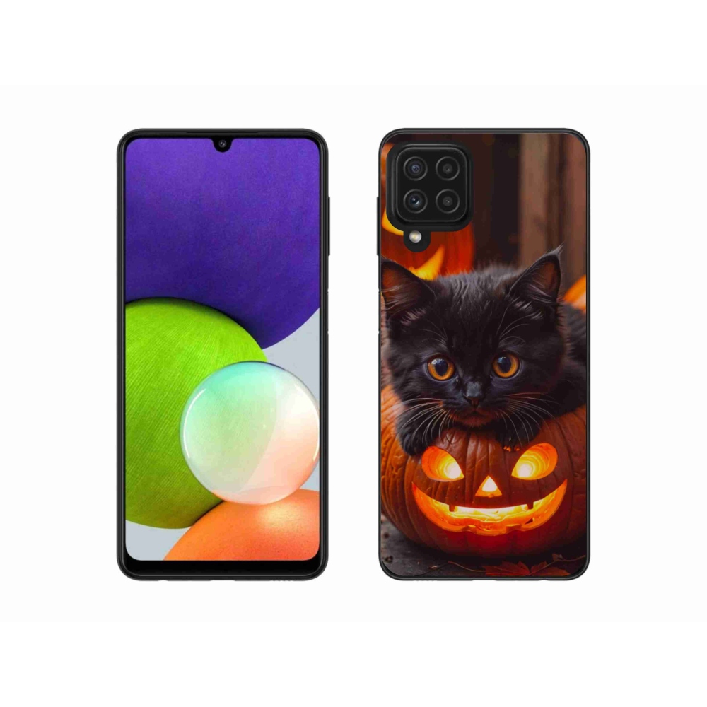 Gelový kryt mmCase na Samsung Galaxy A22 4G - kotě a dýně