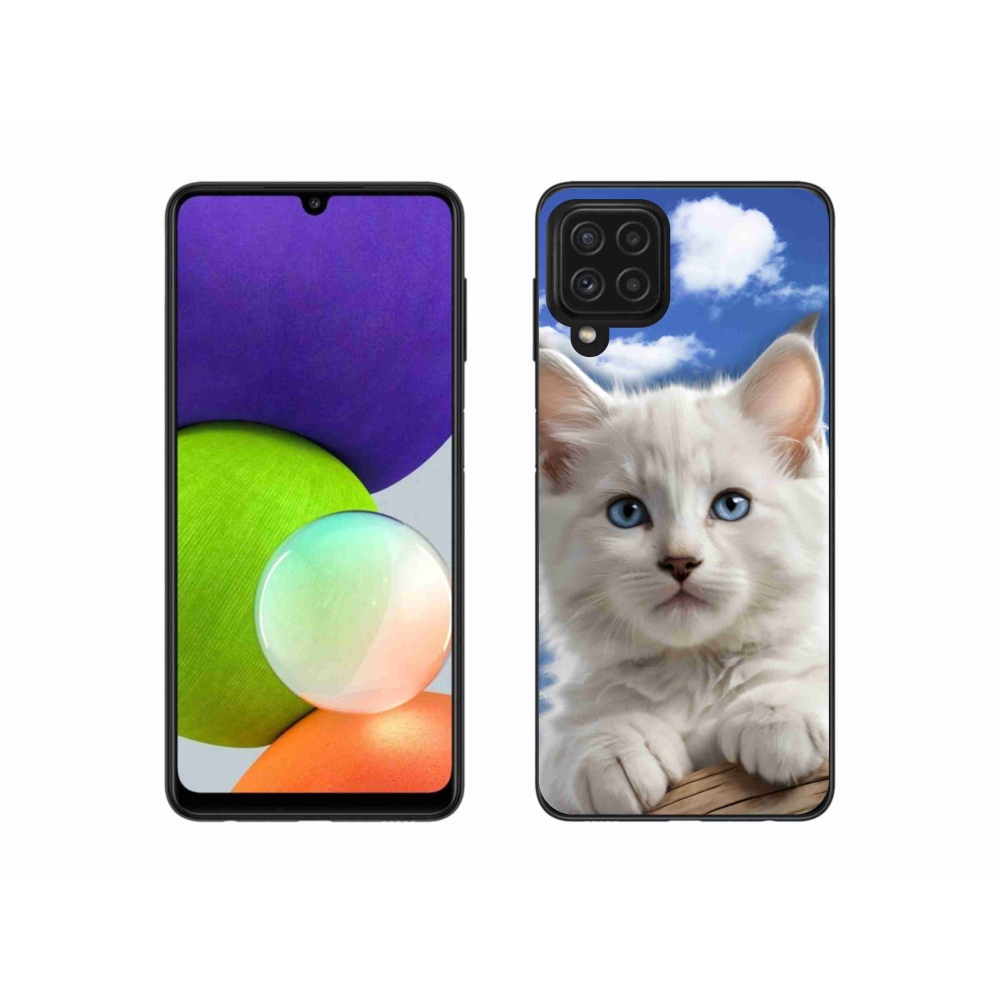 Gelový kryt mmCase na Samsung Galaxy A22 4G - kotě a oblaka