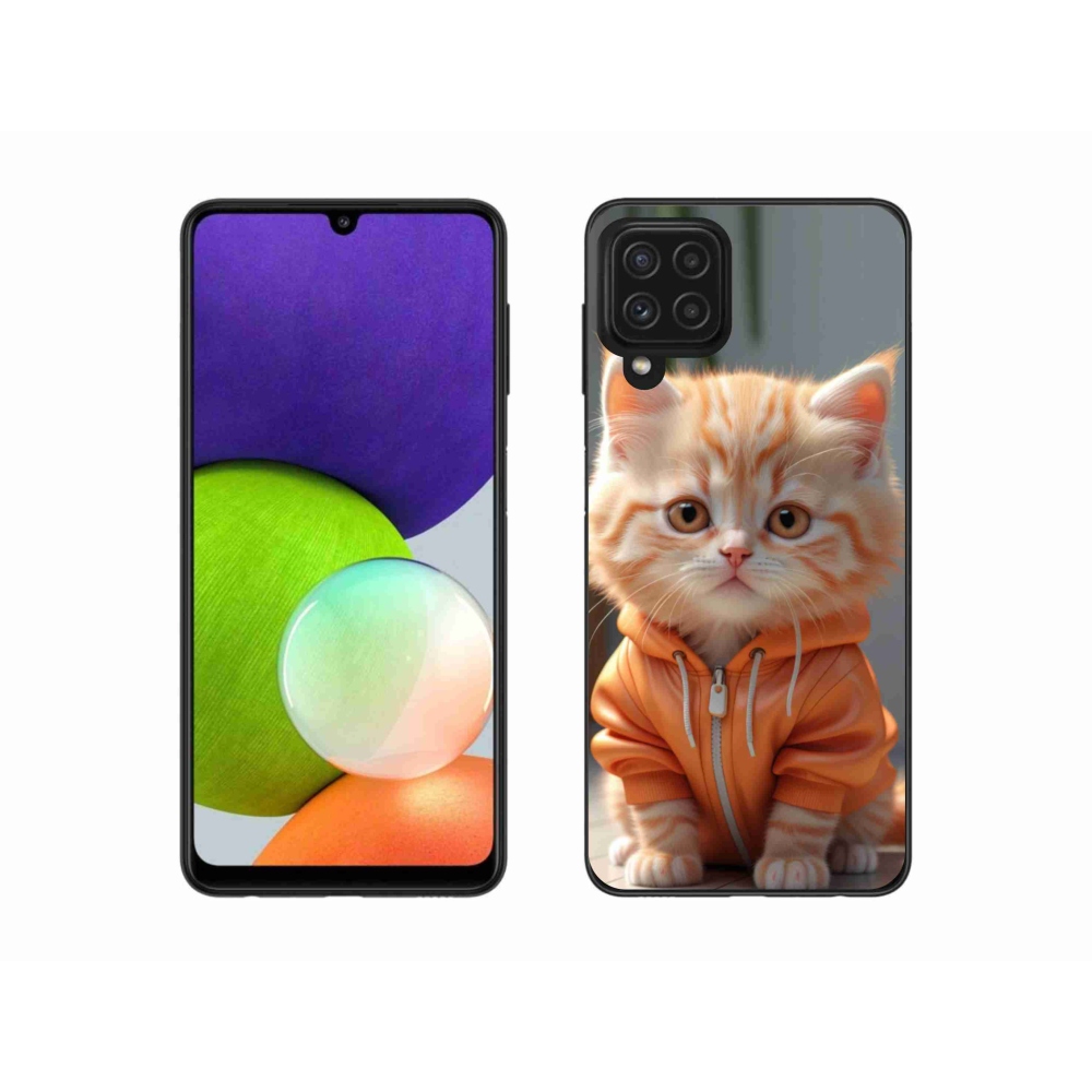 Gelový kryt mmCase na Samsung Galaxy A22 4G - kotě v mikině