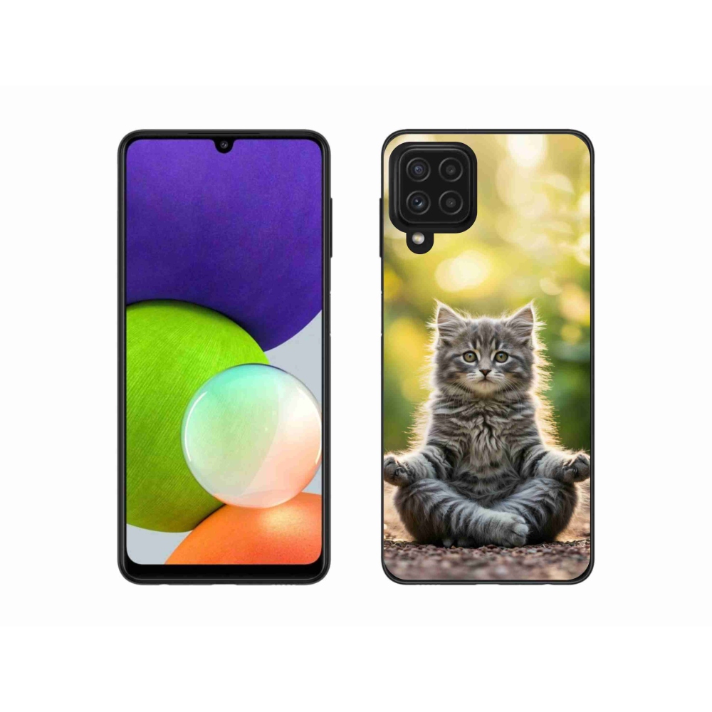 Gelový kryt mmCase na Samsung Galaxy A22 4G - meditující kotě
