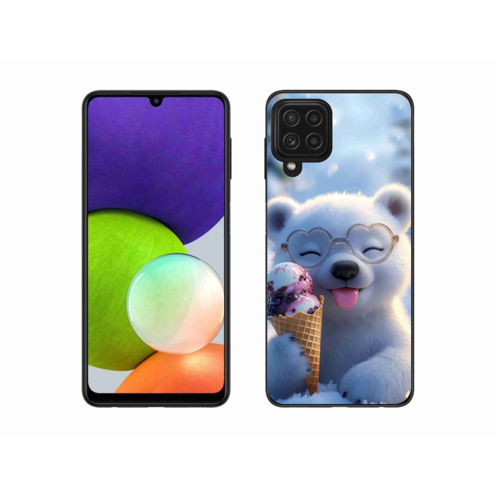 Gelový kryt mmCase na Samsung Galaxy A22 4G - medvídek se zmrzlinou