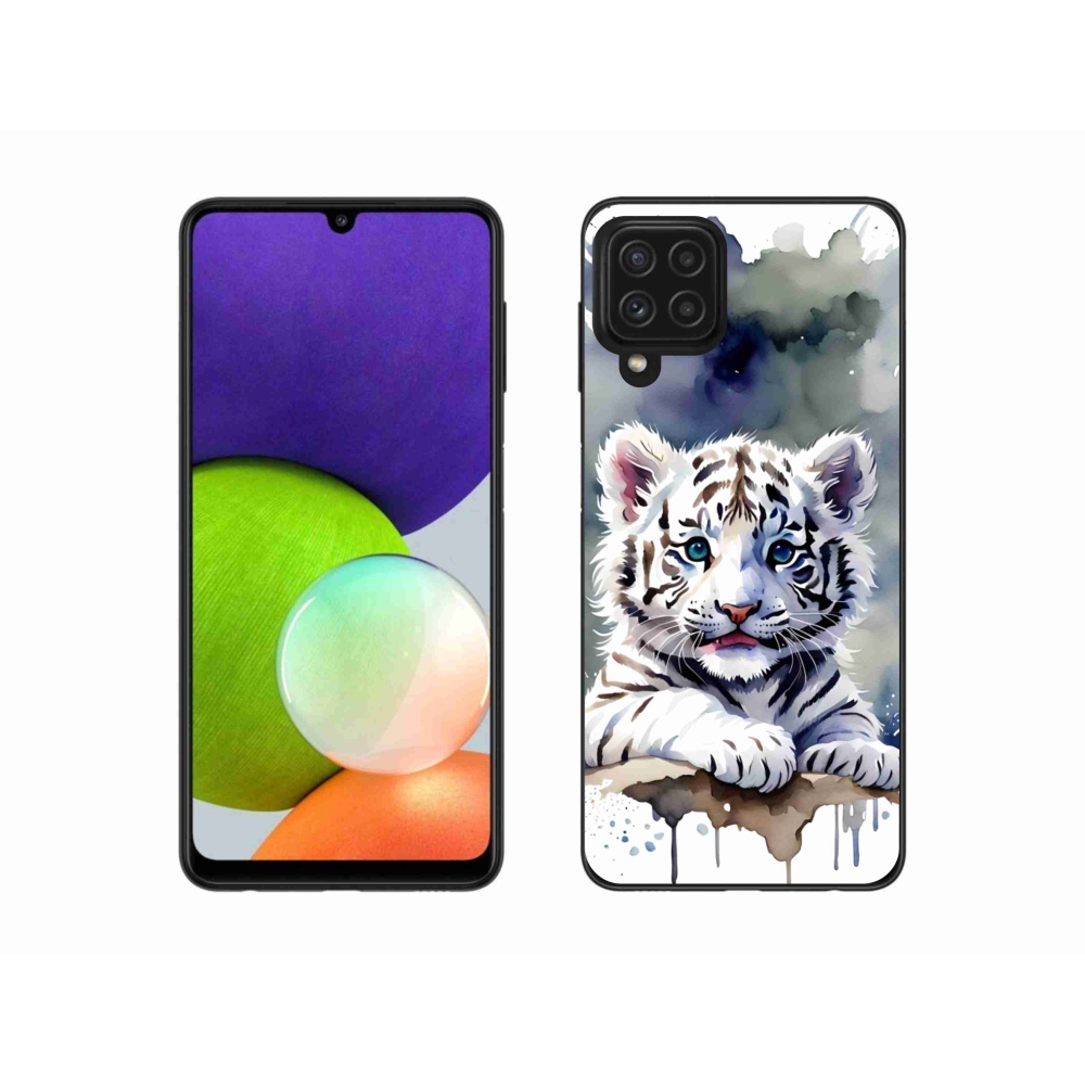 Gelový kryt mmCase na Samsung Galaxy A22 4G - mládě bílého tygra